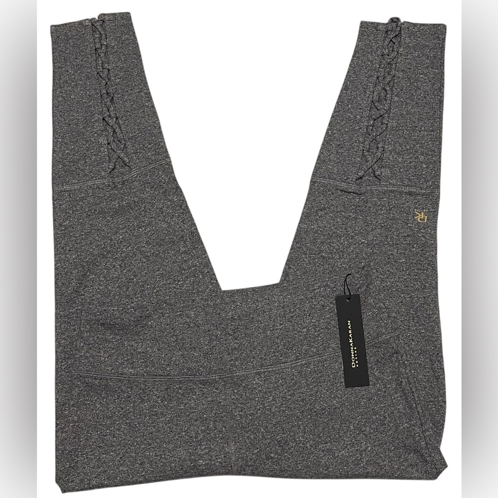 DONNA KARAN ACTIVE LEGGINGS PANTS ANKLE WOMEN CUT OUT BACK COLOR GREY SIZE LARGE - Picture 9 of 14